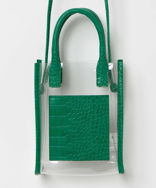 WEGO(ウィゴー)の「WEGO/パイピングクリアショルダー(ショルダーバッグ・レディース・ブラック/オフホワイト/グリーン・FREE)」の4枚目の写真