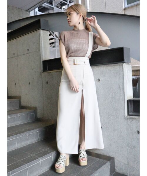 MURUA(ムルーア)の「フレンチスリーブメッシュニット(ニット/セーター・レディース・ホワイト/ブラック/イエロー/モカ・FREE)」の6枚目の写真