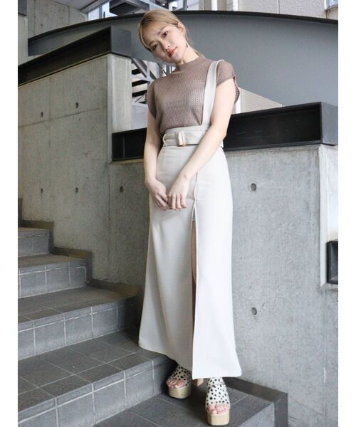 MURUA(ムルーア)の「フレンチスリーブメッシュニット(ニット/セーター・レディース・ホワイト/ブラック/イエロー/モカ・FREE)」の5枚目の写真