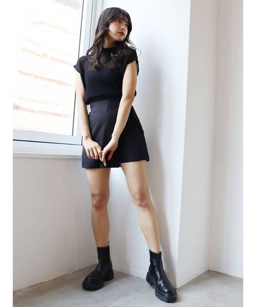 MURUA(ムルーア)の「フレンチスリーブメッシュニット(ニット/セーター・レディース・ホワイト/ブラック/イエロー/モカ・FREE)」の10枚目の写真