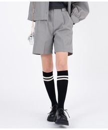 先染めチェックタックショートパンツ