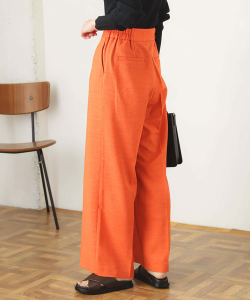 『WEB先行販売』リネンライクハイウエストダブルタックパンツ