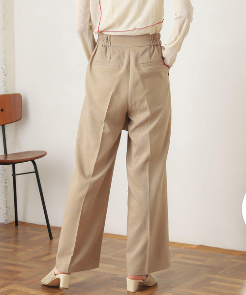 『WEB先行販売』リネンライクハイウエストダブルタックパンツ