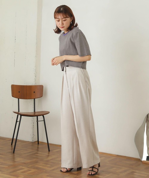 『WEB先行販売』リネンライクハイウエストダブルタックパンツ