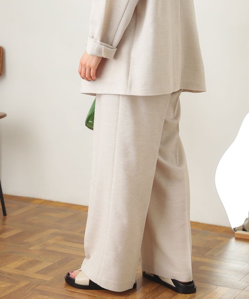 『WEB先行販売』リネンライクハイウエストダブルタックパンツ