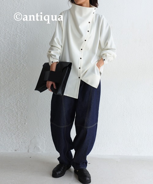 ボトルネックデザインシャツ（シャツ/ブラウス）｜antiqua（アンティカ