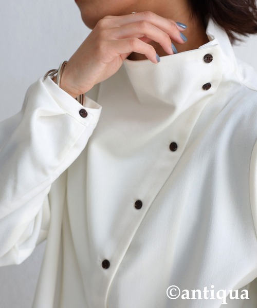 antiqua（アンティカ）の「ボトルネックデザインシャツ（シャツ/ブラウス・レディース・オフホワイト/ブラック・FREE）」の9枚目の写真