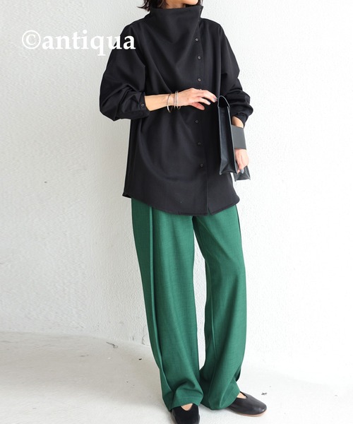 antiqua（アンティカ）の「ボトルネックデザインシャツ（シャツ/ブラウス・レディース・オフホワイト/ブラック・FREE）」の19枚目の写真