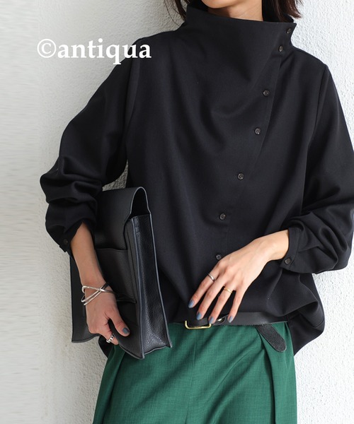 antiqua（アンティカ）の「ボトルネックデザインシャツ（シャツ/ブラウス・レディース・オフホワイト/ブラック・FREE）」の20枚目の写真