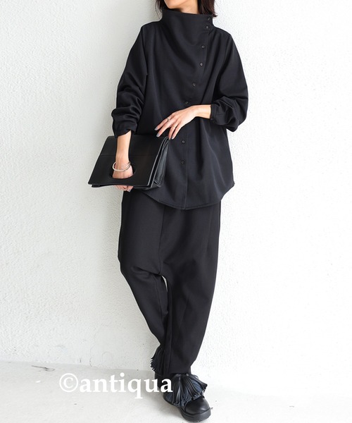 antiqua（アンティカ）の「ボトルネックデザインシャツ（シャツ/ブラウス・レディース・オフホワイト/ブラック・FREE）」の13枚目の写真