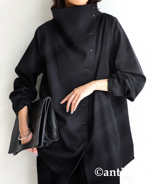 antiqua（アンティカ）の「ボトルネックデザインシャツ（シャツ/ブラウス・レディース・オフホワイト/ブラック・FREE）」の15枚目の写真