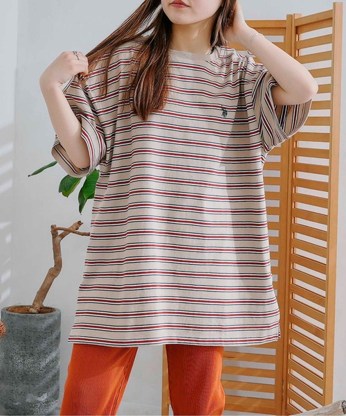 U.S. POLO ASSN.(ユーエスポロアッスン)の「オーバーサイズボーダーT(Tシャツ/カットソー・レディース・ベージュ/グリーン/ネイビー/ピンク・FREE)」の19枚目の写真