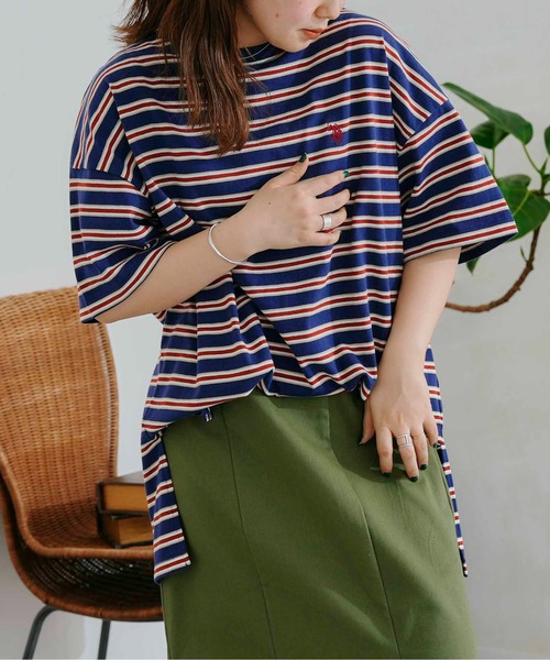 U.S. POLO ASSN.(ユーエスポロアッスン)の「オーバーサイズボーダーT(Tシャツ/カットソー・レディース・ベージュ/グリーン/ネイビー/ピンク・FREE)」の20枚目の写真