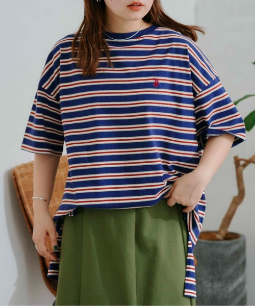U.S. POLO ASSN.(ユーエスポロアッスン)の「オーバーサイズボーダーT(Tシャツ/カットソー・レディース・ベージュ/グリーン/ネイビー/ピンク・FREE)」の6枚目の写真