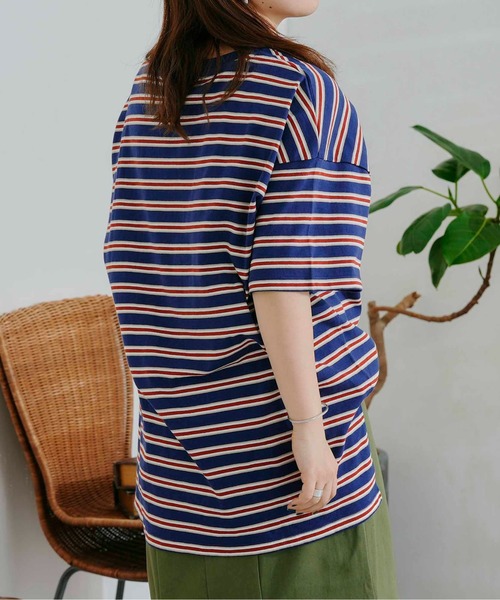 U.S. POLO ASSN.(ユーエスポロアッスン)の「オーバーサイズボーダーT(Tシャツ/カットソー・レディース・ベージュ/グリーン/ネイビー/ピンク・FREE)」の16枚目の写真