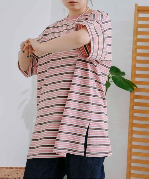 U.S. POLO ASSN.(ユーエスポロアッスン)の「オーバーサイズボーダーT(Tシャツ/カットソー・レディース・ベージュ/グリーン/ネイビー/ピンク・FREE)」の9枚目の写真