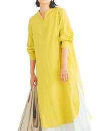 リブ　イン　コンフォート　軽やかなダブルガーゼ素材が心地よい　チュニックワンピース