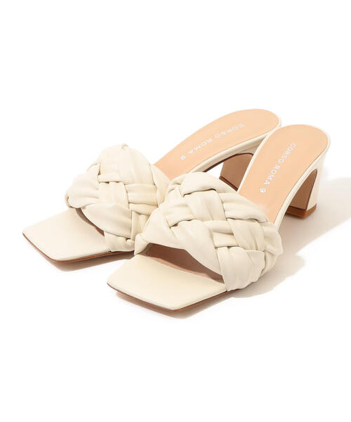 TOMORROWLAND （トゥモローランド）の「CORSO ROMA 9 スクエアトゥ ヒールサンダル（サンダル・レディース・ホワイト/ブラック・36.5/37.5/35.5）」の2枚目の写真