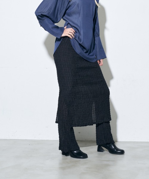 Solace(ソレイス)の「チェックベアスカートパンツ(その他パンツ・レディース・ブラック/グリーン/ホワイト・S/FREE)」の1枚目の写真