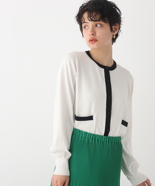 OPAQUE.CLIP(オペークドットクリップ)の「◆【C】オーガニックコットン混配色ニットカーディガン【WEB限定サイズ】(カーディガン/ボレロ・レディース・ホワイト系その他5/オレンジ/ブラック系4・36/40/38)」の2枚目の写真