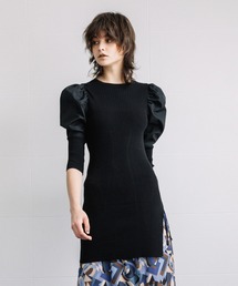 パフスリーブリブニット