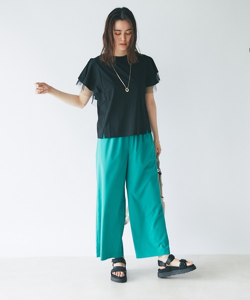 un dix cors（アンディコール）の「大人フェミニン　チュールフレアスリーブカットソー（Tシャツ/カットソー・レディース・ブラック/ベージュ/オフホワイト・FREE）」の12枚目の写真