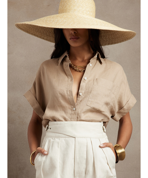 Banana Republic(バナナリパブリック)の「リネン リゾートシャツ(シャツ/ブラウス・レディース・ホワイト/ベージュ/ブルー/ホワイト系その他・S/M/XS/L)」の4枚目の写真