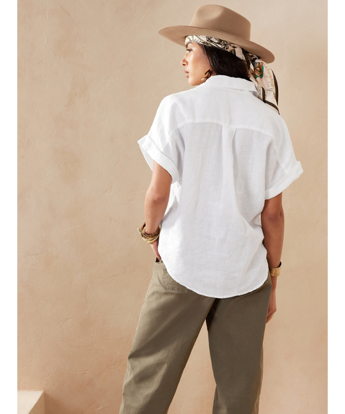 Banana Republic(バナナリパブリック)の「リネン リゾートシャツ(シャツ/ブラウス・レディース・ホワイト/ベージュ/ブルー/ホワイト系その他・S/M/XS/L)」の7枚目の写真