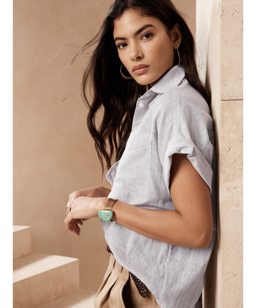 Banana Republic(バナナリパブリック)の「リネン リゾートシャツ(シャツ/ブラウス・レディース・ホワイト/ベージュ/ブルー/ホワイト系その他・S/M/XS/L)」の10枚目の写真