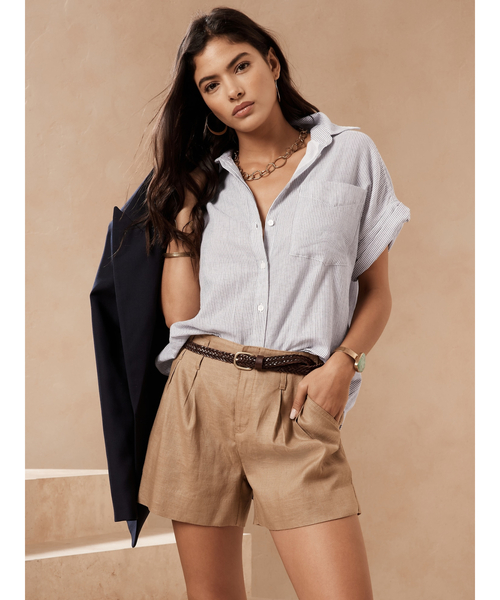 Banana Republic(バナナリパブリック)の「リネン リゾートシャツ(シャツ/ブラウス・レディース・ホワイト/ベージュ/ブルー/ホワイト系その他・S/M/XS/L)」の11枚目の写真