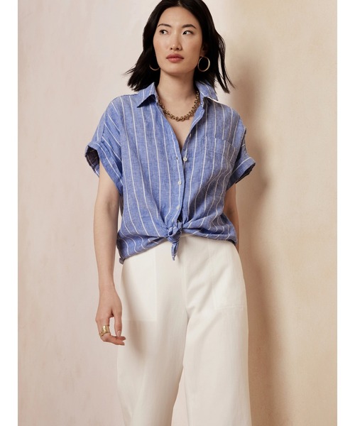 Banana Republic(バナナリパブリック)の「リネン リゾートシャツ(シャツ/ブラウス・レディース・ホワイト/ベージュ/ブルー/ホワイト系その他・S/M/XS/L)」の12枚目の写真