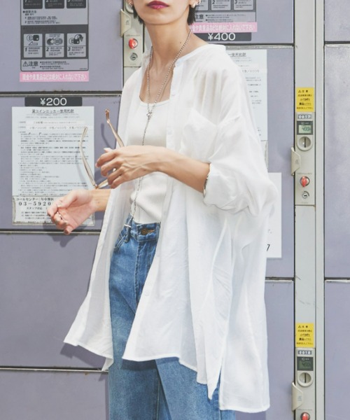 Auntie Rosa Holiday（アンティローザホリデー）の「バックタックシアーシャツ（シャツ/ブラウス・レディース・ブラック/ブラウン/オフホワイト/オレンジ/グリーン・FREE）」の10枚目の写真