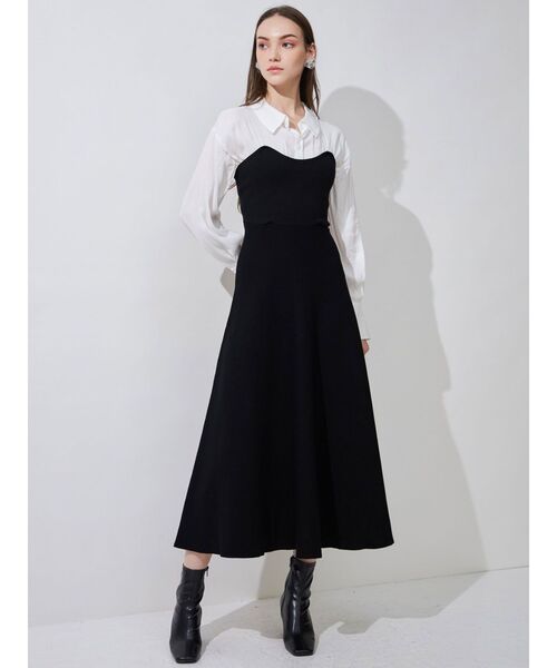 MERCURYDUO(マーキュリーデュオ)の「シャツドッキングヘリンボーン柄ニットワンピース(ワンピース・レディース・ブラック/ブラウン/その他1・SMALL/MEDIUM)」の13枚目の写真