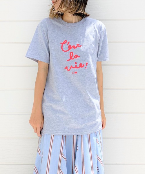 Q（キュー）の「レタードロゴT（Tシャツ/カットソー・レディース・ライトグレー/ホワイト・MEDIUM）」の7枚目の写真