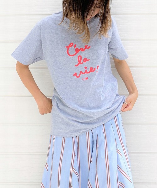 Q（キュー）の「レタードロゴT（Tシャツ/カットソー・レディース・ライトグレー/ホワイト・MEDIUM）」の16枚目の写真