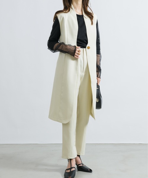 NEUNA（ヌナ）の「【大人のこなれレイヤード。】２wayレイヤードシアーロングカットソー（Tシャツ/カットソー・レディース・ブラック/モカ/アイボリー・FREE）」の4枚目の写真