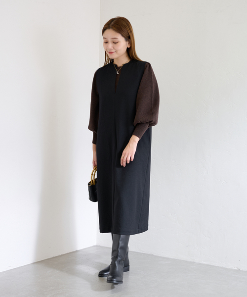 JOURNAL STANDARD（ジャーナルスタンダード）の「フラノライクジャンスカ（ジャンパースカート・レディース・ブラック/ブラウン・36/38）」の3枚目の写真