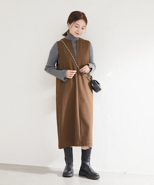 JOURNAL STANDARD（ジャーナルスタンダード）の「フラノライクジャンスカ（ジャンパースカート・レディース・ブラック/ブラウン・36/38）」の9枚目の写真