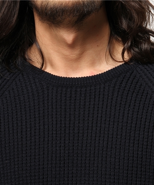 EDIFICE（エディフィス）の「◇J.KNIT ワッフル クルーネックニット（ニット/セーター・メンズ・ネイビー/ホワイト・44/46/48）」の6枚目の写真