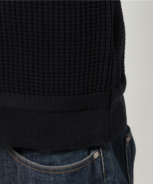 EDIFICE（エディフィス）の「◇J.KNIT ワッフル クルーネックニット（ニット/セーター・メンズ・ネイビー/ホワイト・44/46/48）」の9枚目の写真