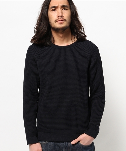 EDIFICE（エディフィス）の「◇J.KNIT ワッフル クルーネックニット（ニット/セーター・メンズ・ネイビー/ホワイト・44/46/48）」の11枚目の写真