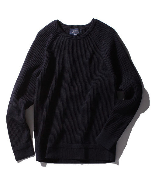 EDIFICE（エディフィス）の「◇J.KNIT ワッフル クルーネックニット（ニット/セーター・メンズ・ネイビー/ホワイト・44/46/48）」の13枚目の写真