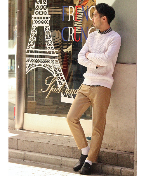 EDIFICE（エディフィス）の「◇J.KNIT ワッフル クルーネックニット（ニット/セーター・メンズ・ネイビー/ホワイト・44/46/48）」の14枚目の写真