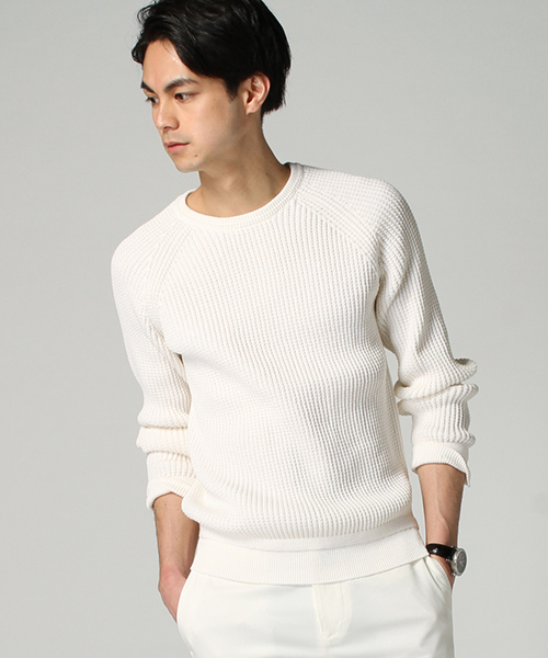 EDIFICE（エディフィス）の「◇J.KNIT ワッフル クルーネックニット（ニット/セーター・メンズ・ネイビー/ホワイト・44/46/48）」の15枚目の写真