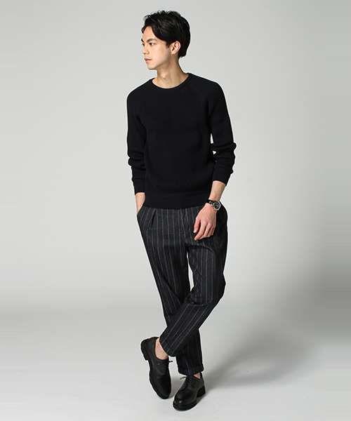 EDIFICE（エディフィス）の「◇J.KNIT ワッフル クルーネックニット（ニット/セーター・メンズ・ネイビー/ホワイト・44/46/48）」の17枚目の写真