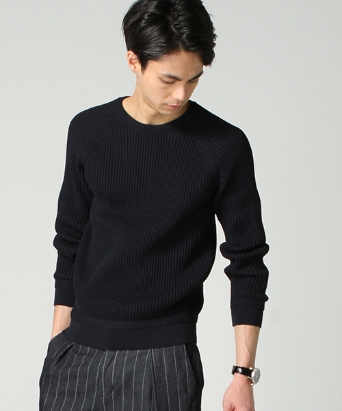 EDIFICE（エディフィス）の「◇J.KNIT ワッフル クルーネックニット（ニット/セーター・メンズ・ネイビー/ホワイト・44/46/48）」の18枚目の写真