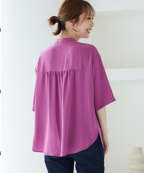 le.coeur blanc（ルクールブラン）の「2wayジョーゼットブラウス（シャツ/ブラウス・レディース・オフホワイト/ダークグレー/ピンク系その他・38）」の7枚目の写真