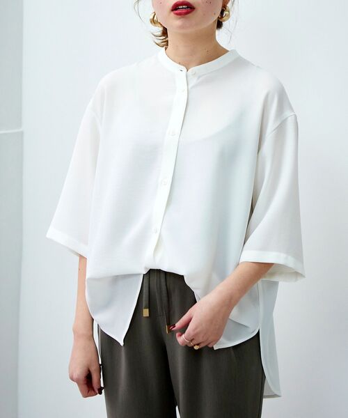 le.coeur blanc（ルクールブラン）の「2wayジョーゼットブラウス（シャツ/ブラウス・レディース・オフホワイト/ダークグレー/ピンク系その他・38）」の18枚目の写真