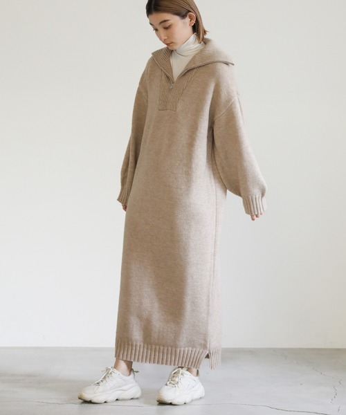 select MOCA（セレクトモカ）の「ハーフジップロングニットワンピース