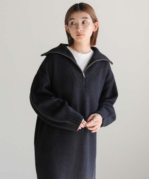 select MOCA（セレクトモカ）の「ハーフジップロングニットワンピース